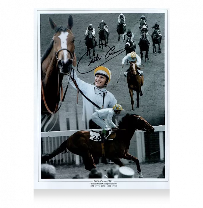 Willie Carson Signed Photo In Black Wooden Frame