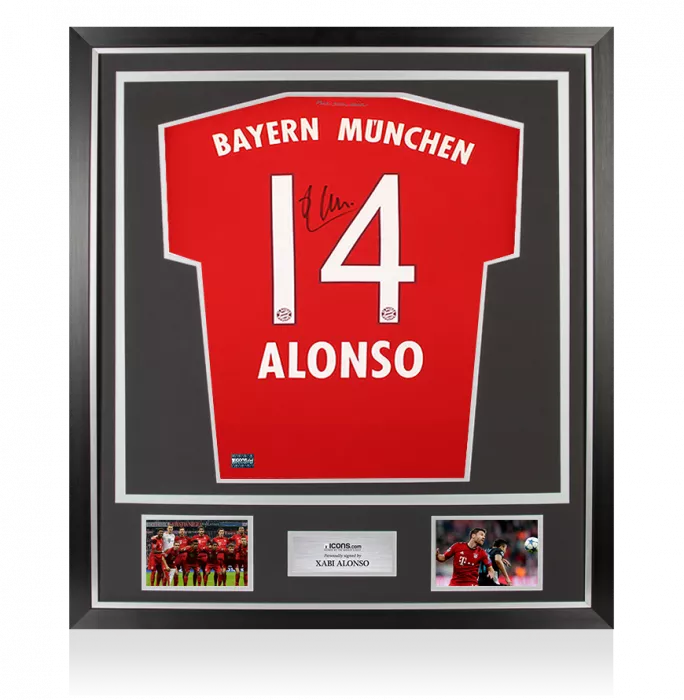 Xabi Alonso Back Signed FC Bayern Munich 2015-16 Home Shirt In Classic Frame