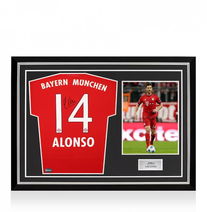 Xabi Alonso Back Signed FC Bayern Munich 2015-16 Home Shirt In Hero Frame: Option 1