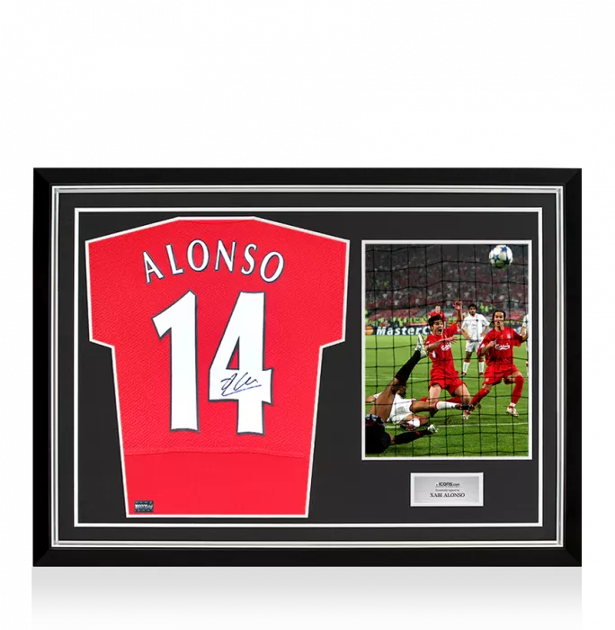 Xabi Alonso Back Signed Liverpool FC 2005 Home Shirt In Hero Frame: Option 1