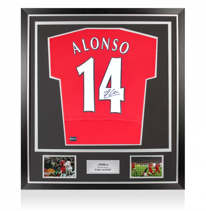 Xabi Alonso Back Signed Liverpool FC 2005 Home Shirt In Classic Frame