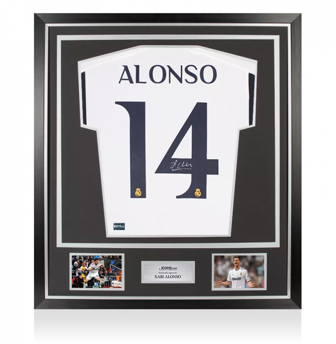 Xabi Alonso Back Signed Modern Real Madrid CF Home Shirt In Classic Frame