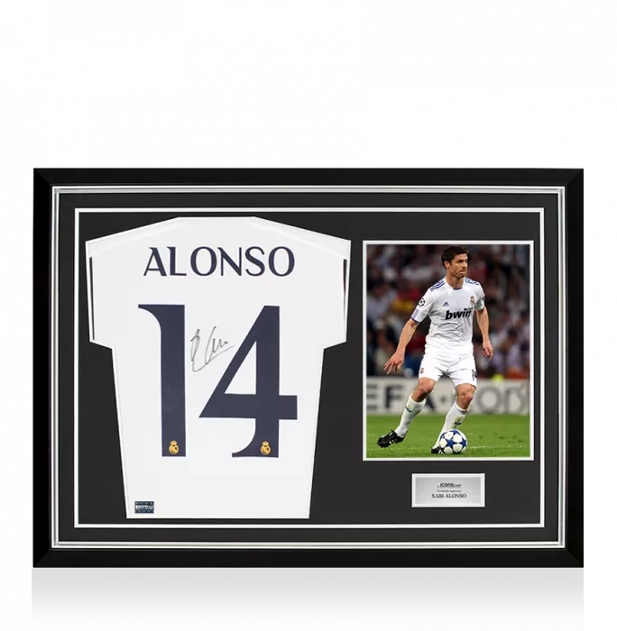 Xabi Alonso Back Signed Modern Real Madrid CF Home Shirt In Hero Frame: Option 1