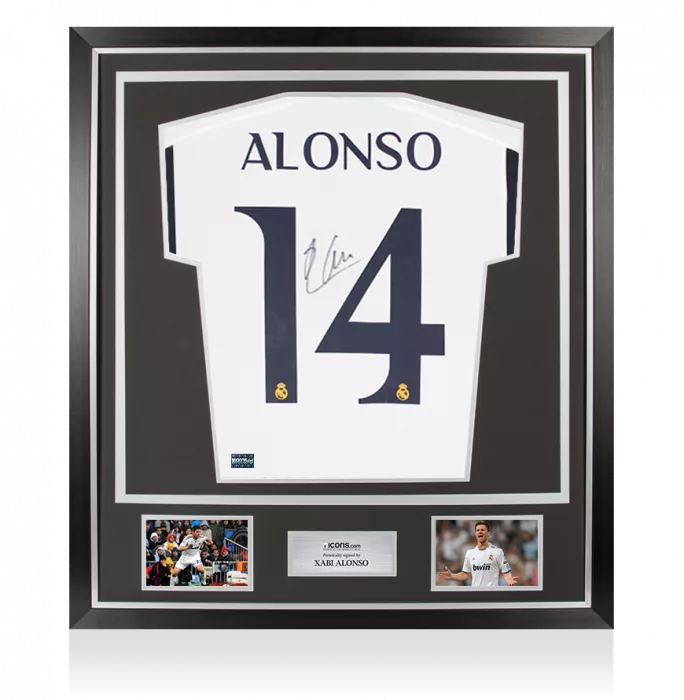 Xabi Alonso Back Signed Modern Real Madrid CF Home Shirt In Classic Frame
