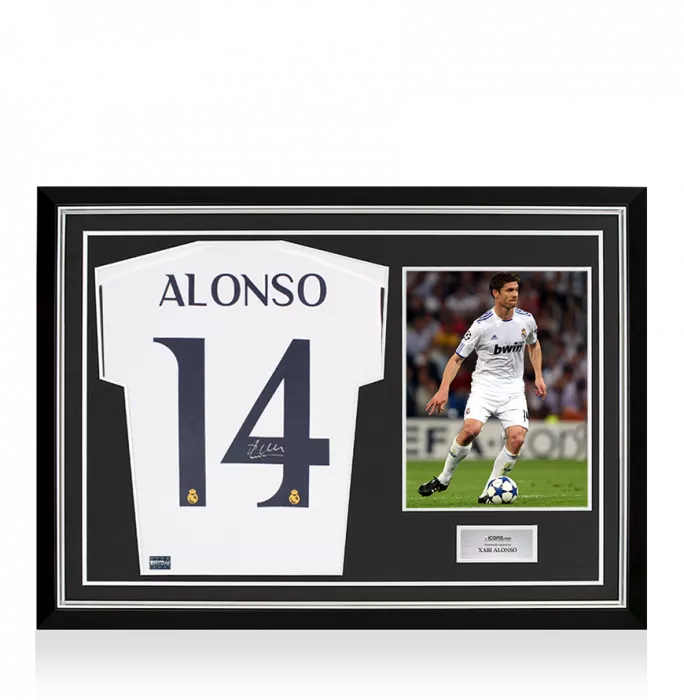 Xabi Alonso Back Signed Modern Real Madrid CF Home Shirt In Hero Frame: Option 1