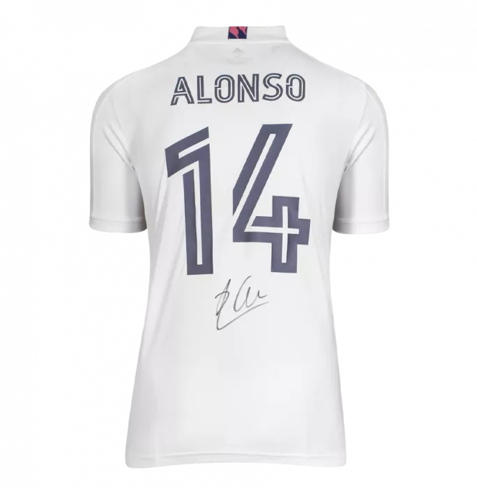 Xabi Alonso Back Signed Real Madrid 2020-21 Home Shirt With Fan Style Numbers In Classic Frame