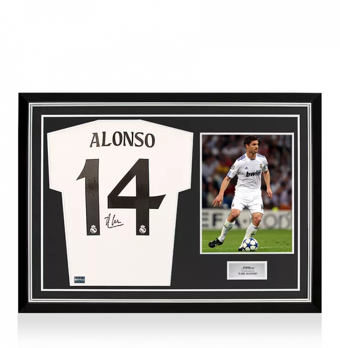 Xabi Alonso Back Signed Real Madrid 2024-25 Home Shirt In Hero Frame: Option 1