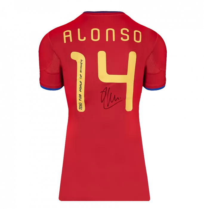 Xabi Alonso Back Signed Spain 2010 Home Shirt - "2010 FIFA World Cup Winner" Inscription In Hero Frame: Option 1