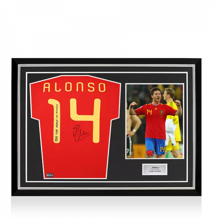 Xabi Alonso Back Signed Spain 2010 Home Shirt - "2010 FIFA World Cup Winner" Inscription In Hero Frame: Option 1