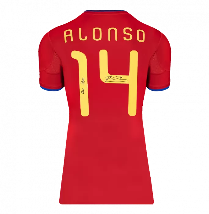 Xabi Alonso Back Signed Spain 2010 Home Shirt - "Don Xabi" Inscription In Classic Frame