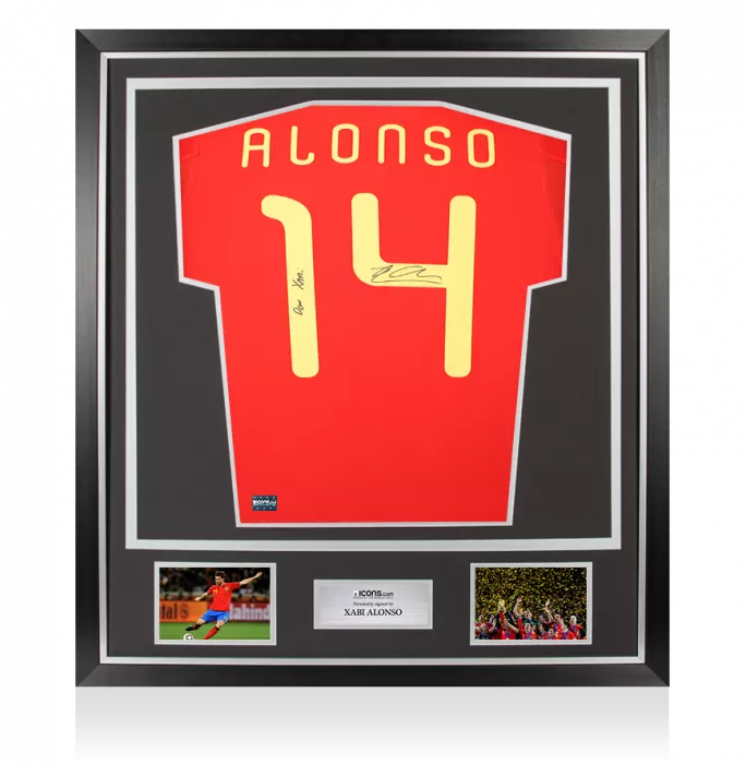 Xabi Alonso Back Signed Spain 2010 Home Shirt - "Don Xabi" Inscription In Classic Frame