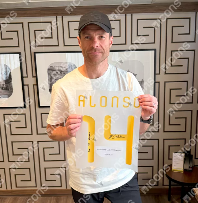 Xabi Alonso Back Signed Spain 2010 Home Shirt - "FIFA WC Winner" Inscription In Hero Frame: Option 1