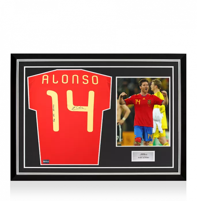 Xabi Alonso Back Signed Spain 2010 Home Shirt - "FIFA WC Winner" Inscription In Hero Frame: Option 1