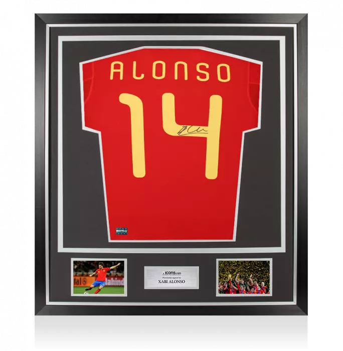 Xabi Alonso Back Signed Spain 2010 Home Shirt In Classic Frame