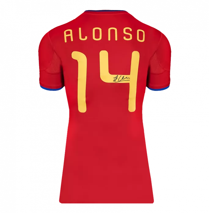 Xabi Alonso Back Signed Spain 2010 Home Shirt In Classic Frame