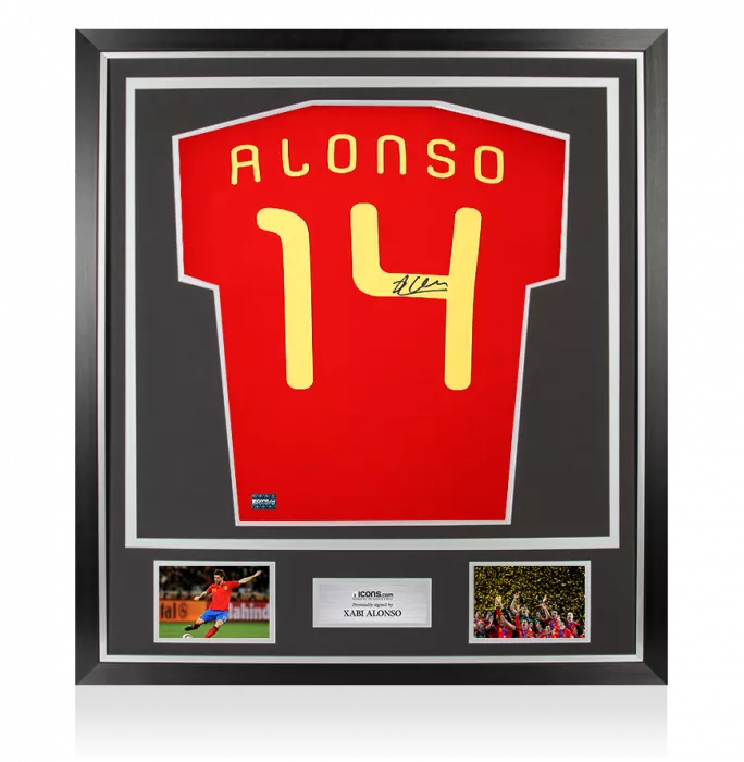 Xabi Alonso Back Signed Spain 2010 Home Shirt In Classic Frame