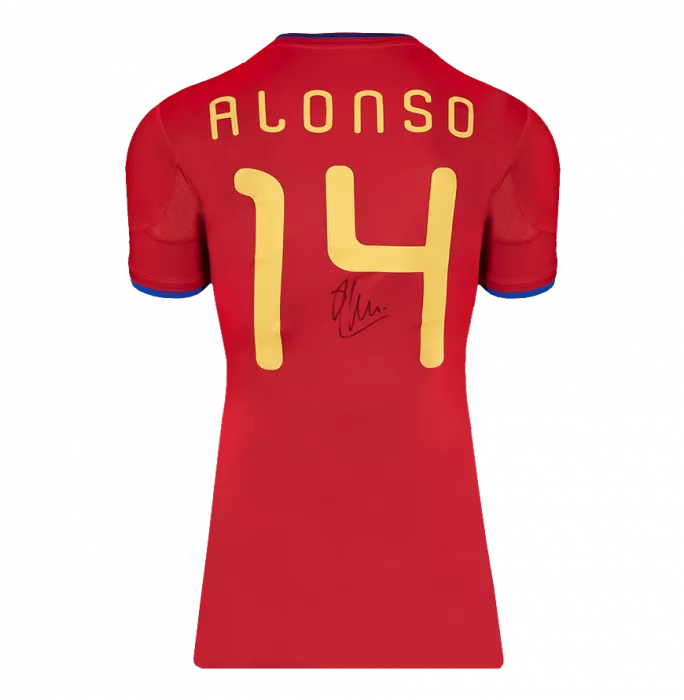 Xabi Alonso Back Signed Spain 2010 Home Shirt In Classic Frame
