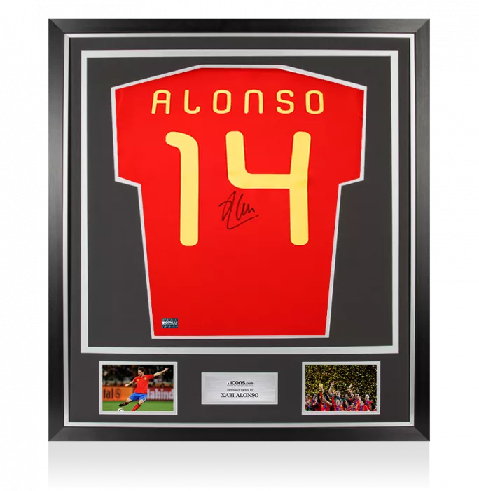 Xabi Alonso Back Signed Spain 2010 Home Shirt In Classic Frame