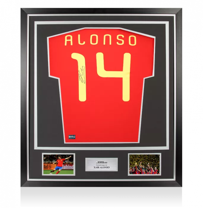 Xabi Alonso Back Signed Spain 2010 Home Shirt In Classic Frame