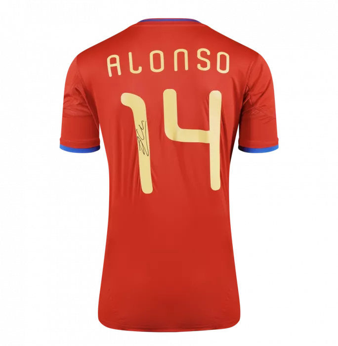 Xabi Alonso Back Signed Spain 2010 Home Shirt In Deluxe Packaging