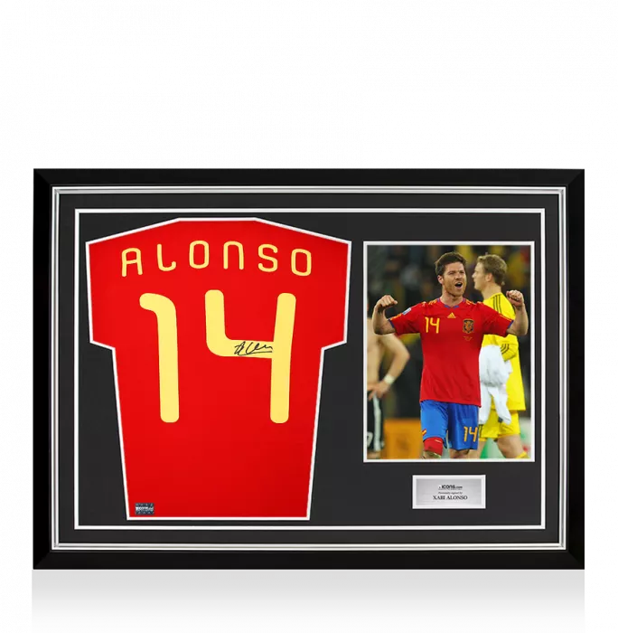 Xabi Alonso Back Signed Spain 2010 Home Shirt In Hero Frame: Option 1
