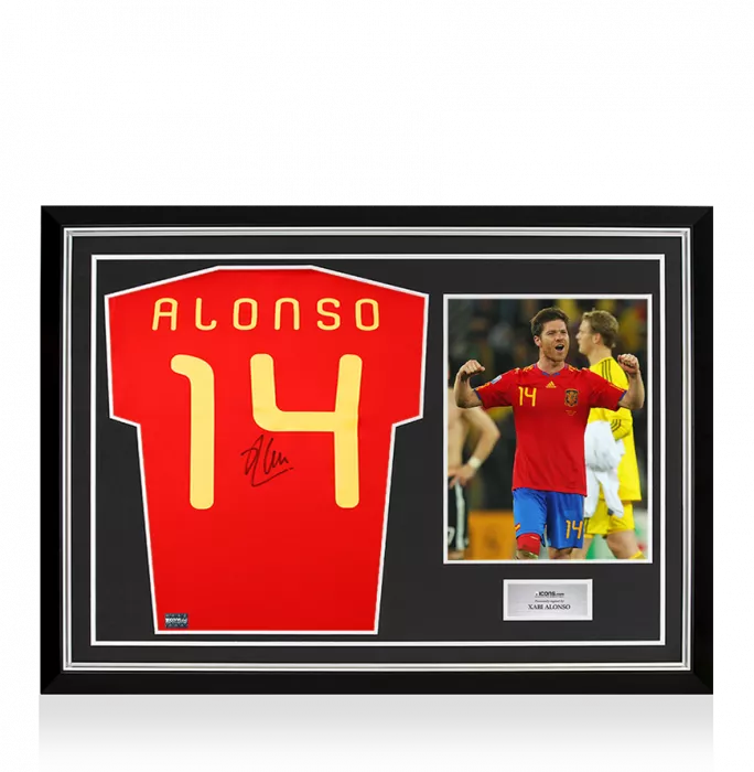 Xabi Alonso Back Signed Spain 2010 Home Shirt In Hero Frame: Option 1