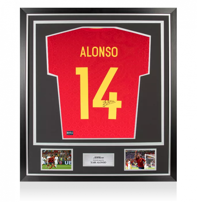 Xabi Alonso Back Signed Spain 2016-17 Home Shirt In Classic Frame