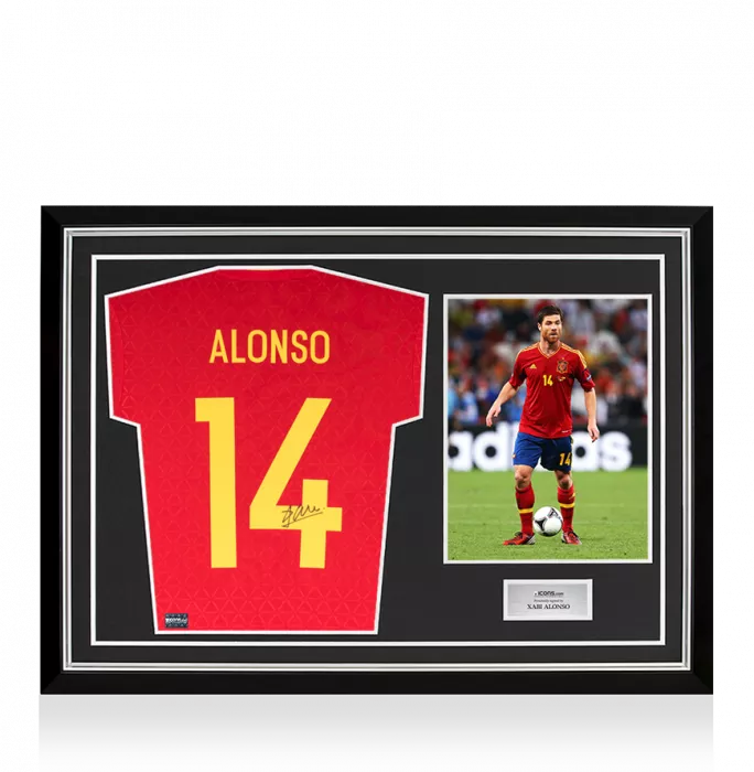 Xabi Alonso Back Signed Spain 2016-17 Home Shirt In Hero Frame: Option 1