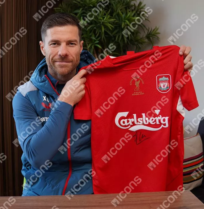 Xabi Alonso Front Signed Liverpool FC 2005 Home Shirt In Hero Frame: Option 1