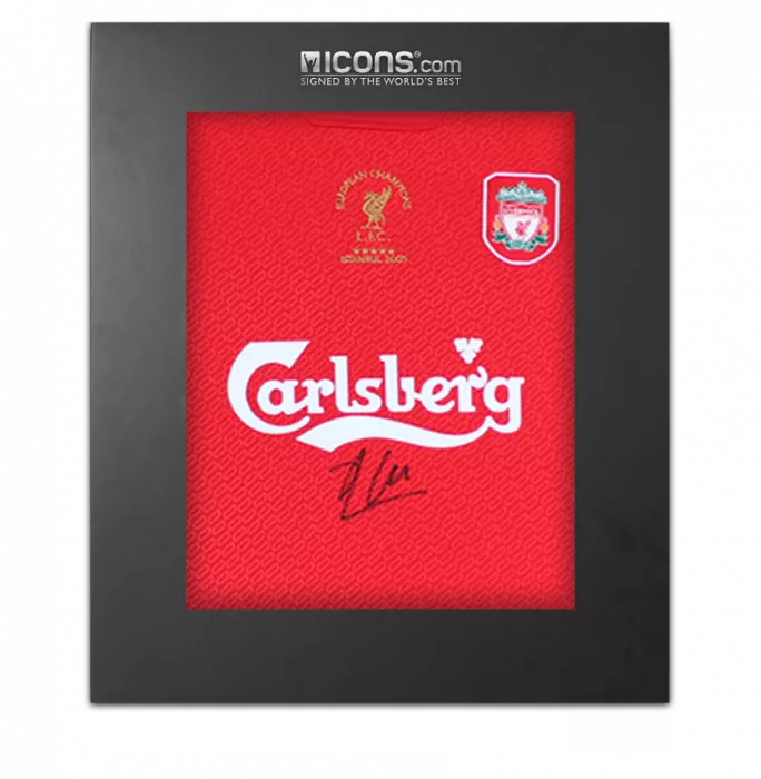 Xabi Alonso Front Signed Liverpool FC 2005 Home Shirt In Deluxe Packaging