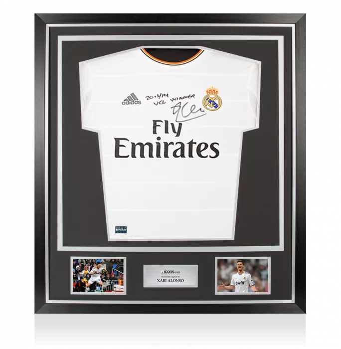 Xabi Alonso Front Signed Real Madrid 2013-14 Home Shirt - "2013-14 UCL Winner" Inscription In Classic Frame