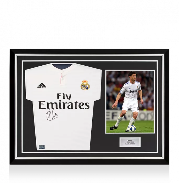 Xabi Alonso Front Signed Real Madrid 2014-15 Home Shirt In Hero Frame: Option 1
