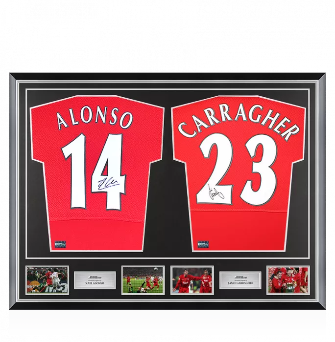 Xabi Alonso & Jamie Carragher Signed Liverpool Shirts In Classic Dual Frame