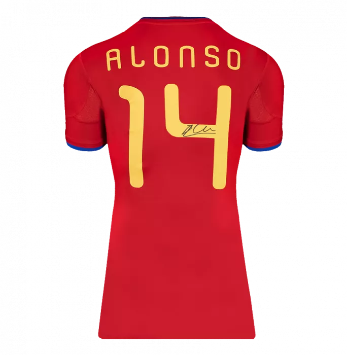 Xabi Alonso Official 2010 FIFA World Cup™ Back Signed And Framed Spain 2010 Home Shirt