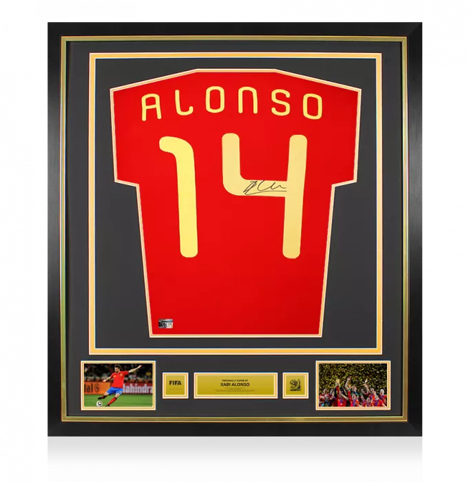 Xabi Alonso Official 2010 FIFA World Cup™ Back Signed and Framed Spain 2010 Home Shirt
