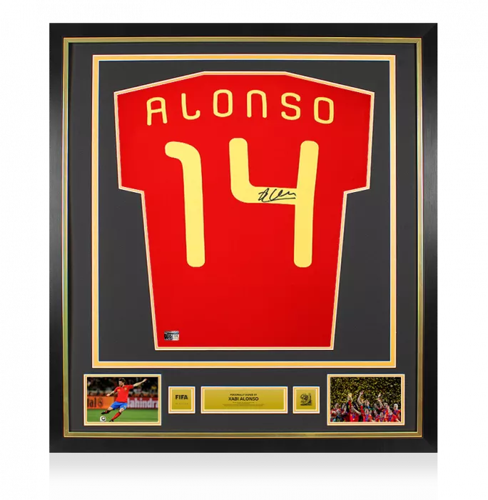 Xabi Alonso Official 2010 FIFA World Cup™ Back Signed and Framed Spain 2010 Home Shirt