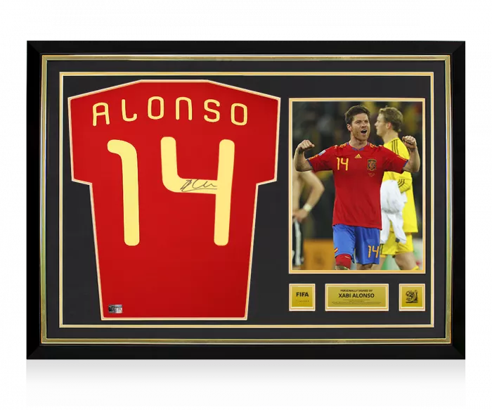 Xabi Alonso Official 2010 FIFA World Cup™ Back Signed and Hero Framed Spain 2010 Home Shirt