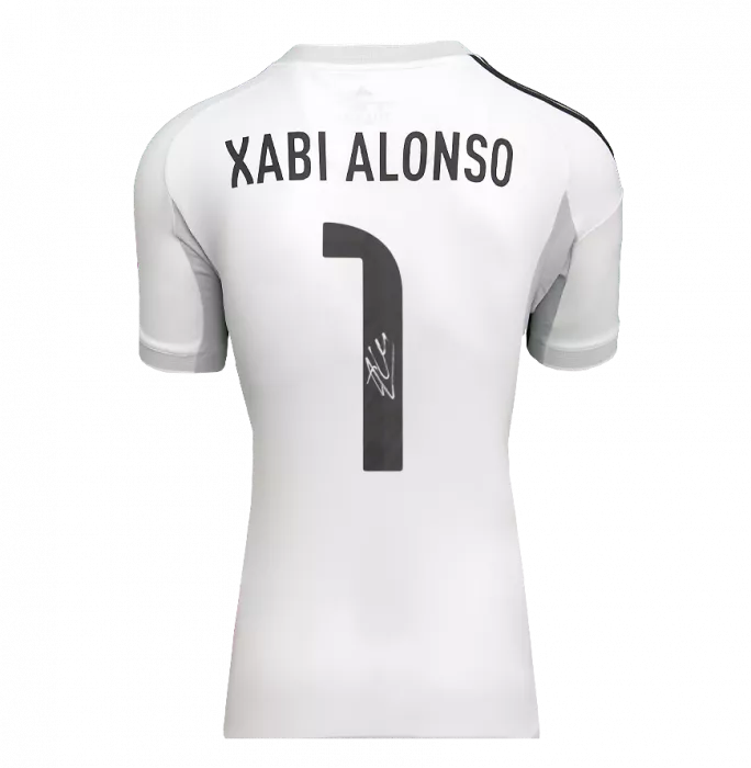 Xabi Alonso Official UEFA Champions League Back Signed And Framed Real Madrid 2025-26 Home Shirt With Fan Style Number