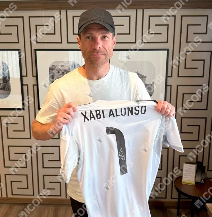 Xabi Alonso Official UEFA Champions League Back Signed And Framed Real Madrid 2025-26 Home Shirt With Fan Style Number