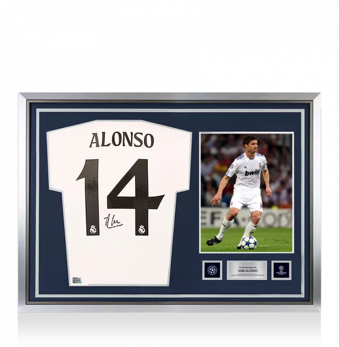 Xabi Alonso Official UEFA Champions League Back Signed and Hero Framed Real Madrid 2024-25 Home Shirt
