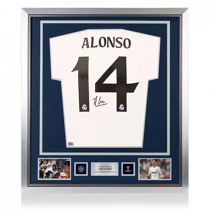 Xabi Alonso Official UEFA Champions League Back Signed and Framed Real Madrid 2024-25 Home Shirt