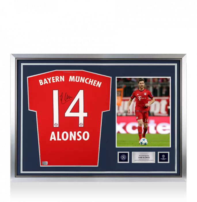 Xabi Alonso Official UEFA Champions League Back Signed and Hero Framed FC Bayern Munich 2015-16 Home Shirt