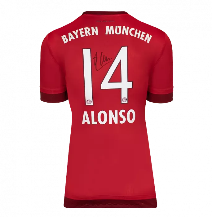 Xabi Alonso Official UEFA Champions League Back Signed And Framed FC Bayern Munich 2015-16 Home Shirt