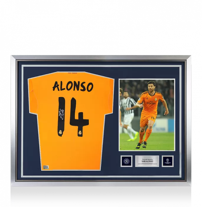 Xabi Alonso Official UEFA Champions League Back Signed and Hero Framed Real Madrid 2013-14 Third Shirt