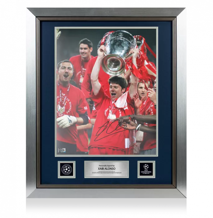 Xabi Alonso Official UEFA Champions League Signed and Framed Liverpool FC Photo - 2005 Champions League Winners