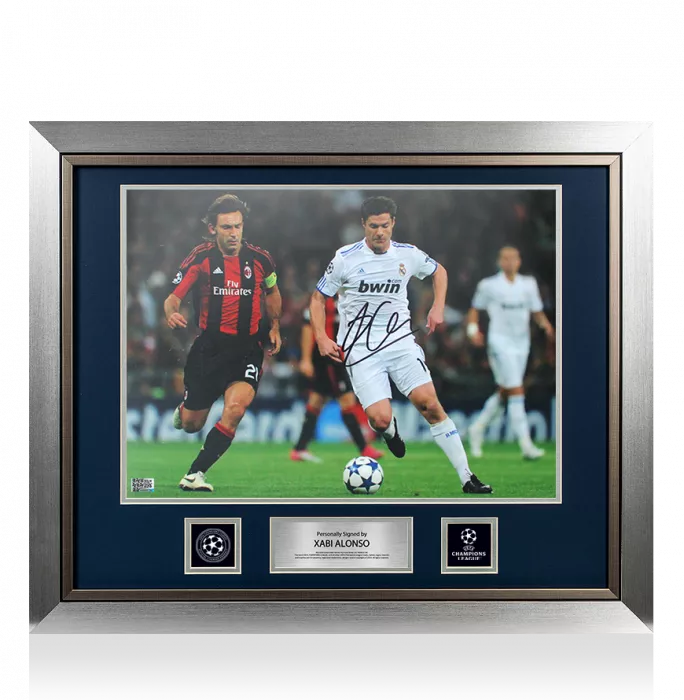 Xabi Alonso Official UEFA Champions League Signed and Framed Real Madrid Photo - UEFA Champions League v AC Milan