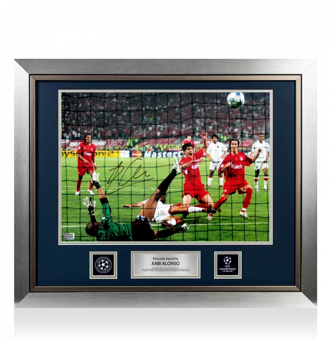 Xabi Alonso Official UEFA Champions League Signed and Framed Liverpool FC Photo: 2005 Final Goal