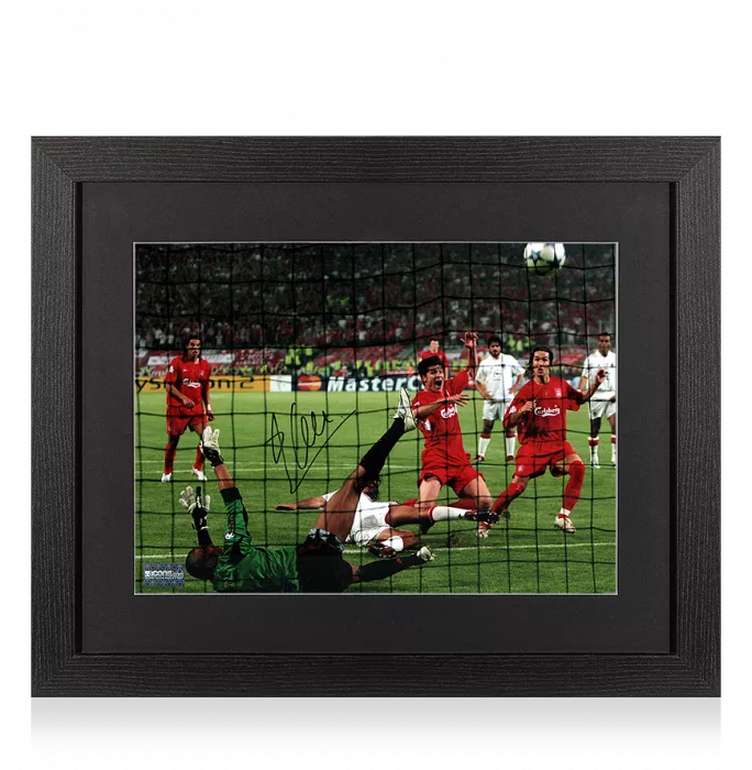 Xabi Alonso Signed Liverpool FC Photo In Black Wooden Frame: 2005 UEFA Champions League Final Goal