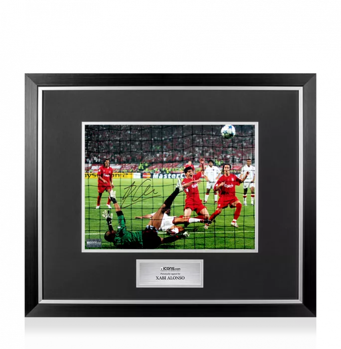 Xabi Alonso Signed Liverpool FC Photo In Premium Photo Frame: 2005 UEFA Champions League Final Goal