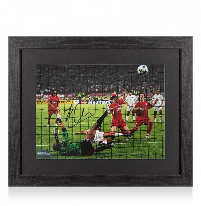 Xabi Alonso Signed Liverpool Photo In Black Wooden Frame: 2005 UEFA Champions League Final Goal